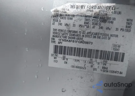 2015 Ford Explorer Limited z USA, uszkodzony, nr VIN 1FM5K8F81FGA59873